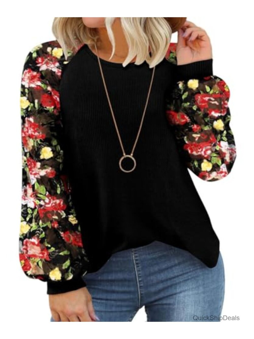 Plus Size Waffle Knit Long Sleeve Blouse Women Tunic Top XL-5XL